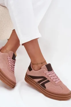 Sneakersy Damskie></noscript>Boto Sztruksowe Sneakersy Damskie Na Platformie Różowe Skye Różowy