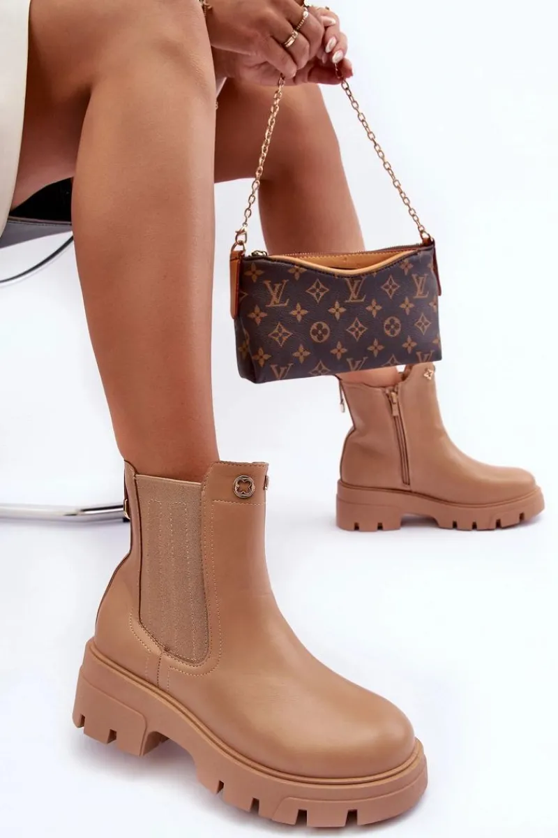 Botki Ocieplane|Brązowe I Beżowe Botki>Boto Sztyblety Botki Damskie Skórzane Z Ozdobami Beżowe Lobb Beżowy