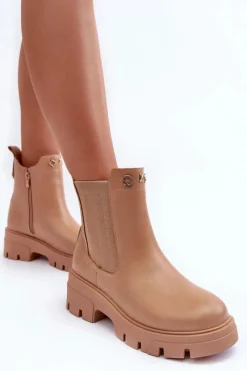 Botki Ocieplane|Brązowe I Beżowe Botki><noscript><img width=