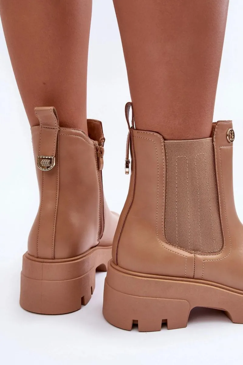 Botki Ocieplane|Brązowe I Beżowe Botki>Boto Sztyblety Botki Damskie Skórzane Z Ozdobami Beżowe Lobb Beżowy