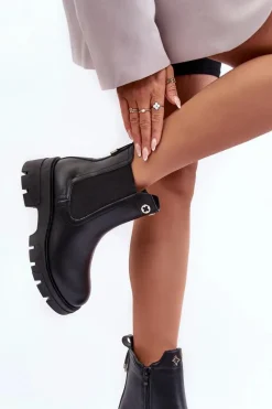 Outlet Sztyblety Botki Damskie Skórzane Z Ozdobami Czarne Lobb Damskie Brązowe I Beżowe Botki|Botki Płaskie