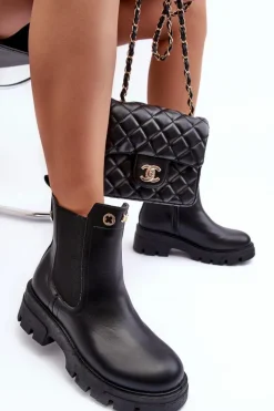 Outlet Sztyblety Botki Damskie Skórzane Z Ozdobami Czarne Lobb Damskie Brązowe I Beżowe Botki|Botki Płaskie