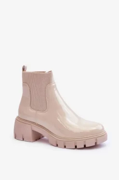 Sale Sztyblety Botki Lakierowane Damskie Beżowe Cirie Damskie Brązowe I Beżowe Botki|Botki Płaskie