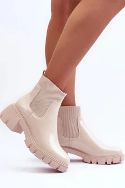 Sale Sztyblety Botki Lakierowane Damskie Beżowe Cirie Damskie Brązowe I Beżowe Botki|Botki Płaskie