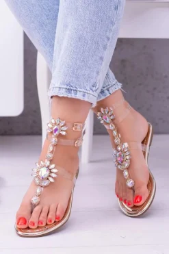 Sandały Gumowe|Sandały Płaskie>Boto Tanie Buty Lu Boo Eleganckie Transparentne Sandały Cyrkonie Nomire