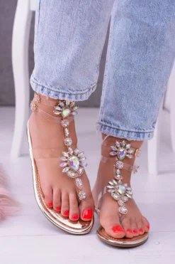 Sandały Gumowe|Sandały Płaskie></noscript>Boto Tanie Buty Lu Boo Eleganckie Transparentne Sandały Cyrkonie Nomire