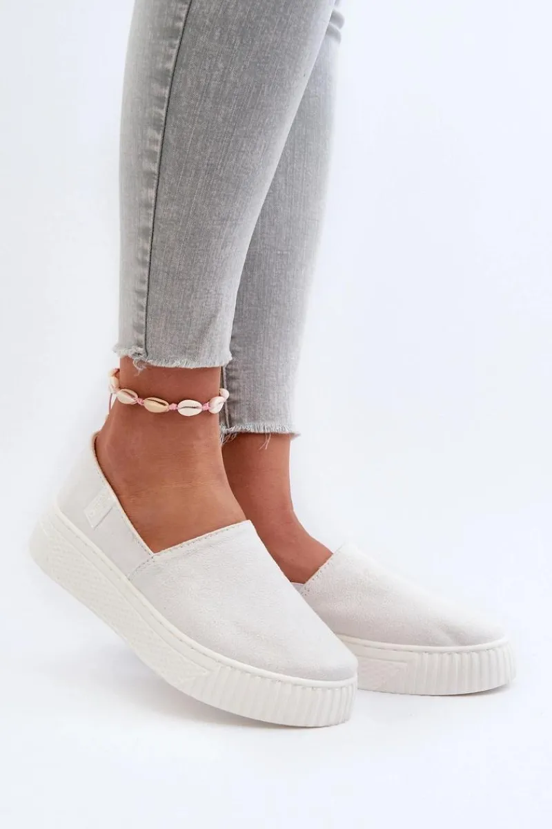 Clearance Big Star Shoes Tenisówki Damskie Na Platformie NN276006 Memory Foam System Białe