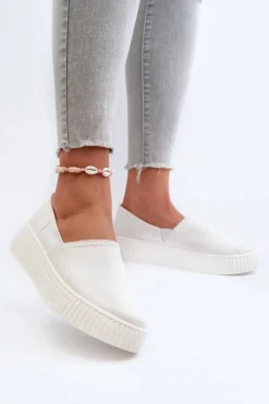 Clearance Big Star Shoes Tenisówki Damskie Na Platformie NN276006 Memory Foam System Białe