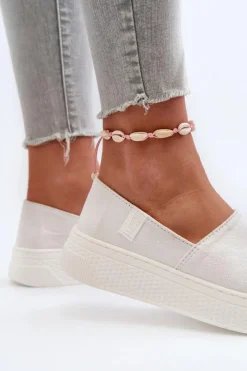 Clearance Big Star Shoes Tenisówki Damskie Na Platformie NN276006 Memory Foam System Białe