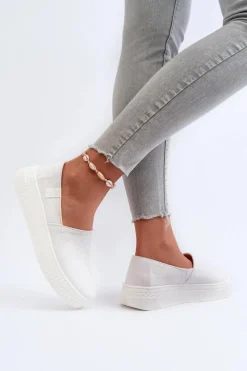 Clearance Big Star Shoes Tenisówki Damskie Na Platformie NN276006 Memory Foam System Białe