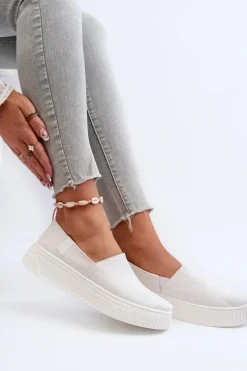 Clearance Big Star Shoes Tenisówki Damskie Na Platformie NN276006 Memory Foam System Białe