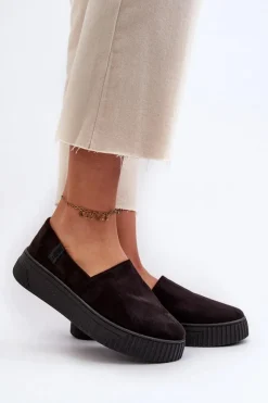 Best Tenisówki Damskie Na Platformie NN276010 Memory Foam System Czarne Damskie Trampki Damskie Slip-On|Trampki Damskie Big Star