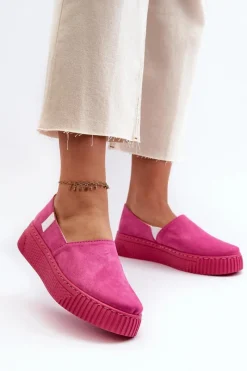 Hot Tenisówki Damskie Na Platformie NN276009 Memory Foam System Fuksja Damskie Trampki Damskie Slip-On|Trampki Damskie Big Star