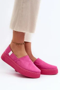 Hot Tenisówki Damskie Na Platformie NN276009 Memory Foam System Fuksja Damskie Trampki Damskie Slip-On|Trampki Damskie Big Star