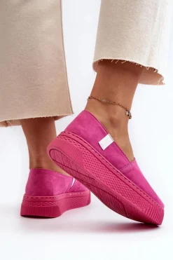 Hot Tenisówki Damskie Na Platformie NN276009 Memory Foam System Fuksja Damskie Trampki Damskie Slip-On|Trampki Damskie Big Star