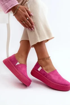 Hot Tenisówki Damskie Na Platformie NN276009 Memory Foam System Fuksja Damskie Trampki Damskie Slip-On|Trampki Damskie Big Star