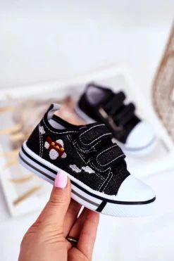 Discount Tenisówki Dziecięce na Rzepy Czarne Nimalo Dzieci Chłopięce|Dziewczęce