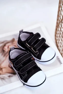 Discount Tenisówki Dziecięce na Rzepy Czarne Nimalo Dzieci Chłopięce|Dziewczęce