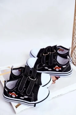 Discount Tenisówki Dziecięce na Rzepy Czarne Nimalo Dzieci Chłopięce|Dziewczęce