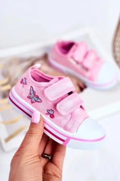 Dziewczęce>Boto Tenisówki Dziecięce na Rzepy Różowe Junalo