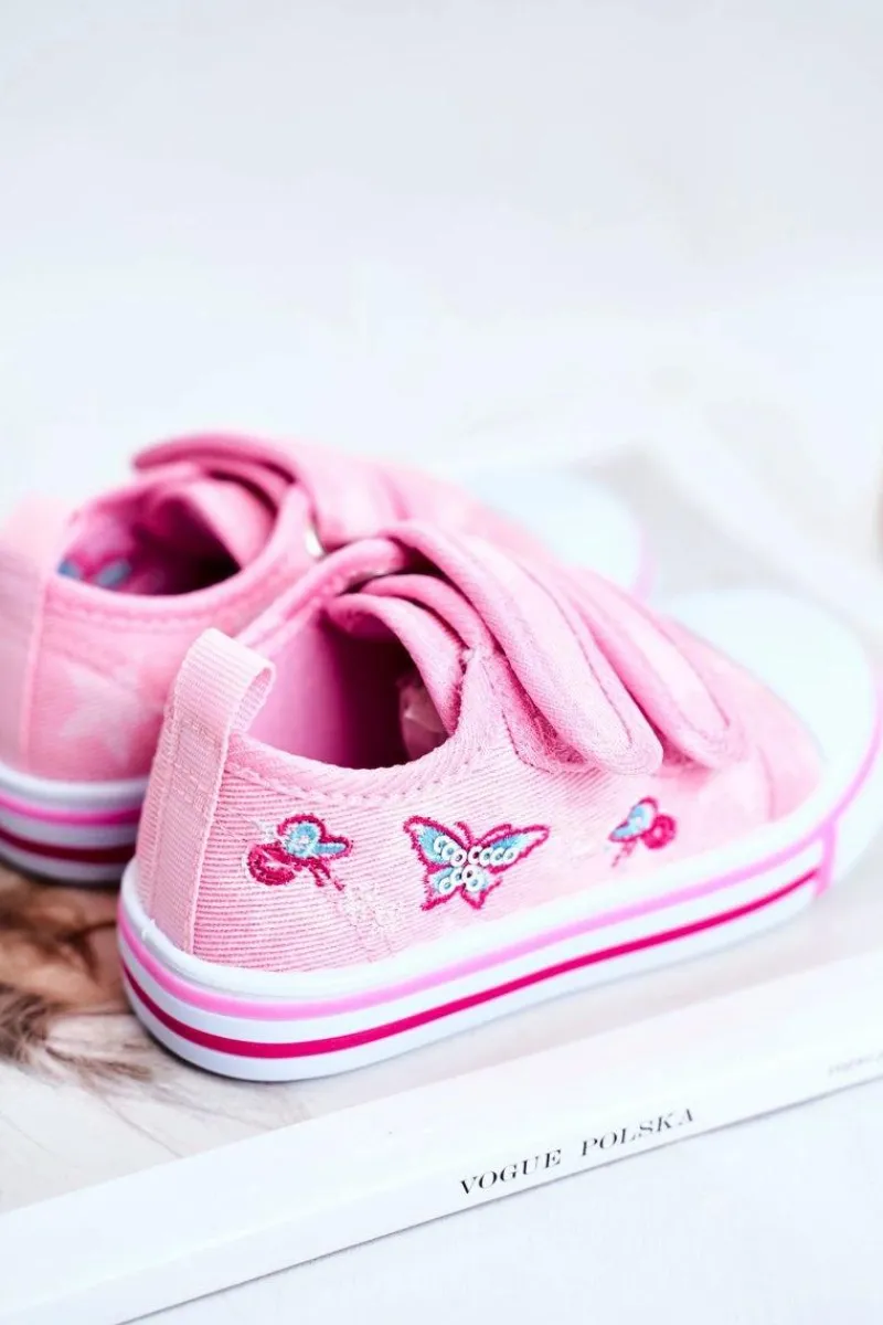 Dziewczęce>Boto Tenisówki Dziecięce na Rzepy Różowe Junalo