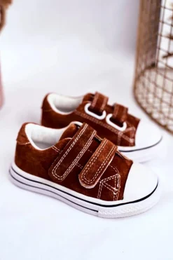 Chłopięce|Dziewczęce>Boto Tenisówki Dziecięce na Rzepy Brązowe Stavia