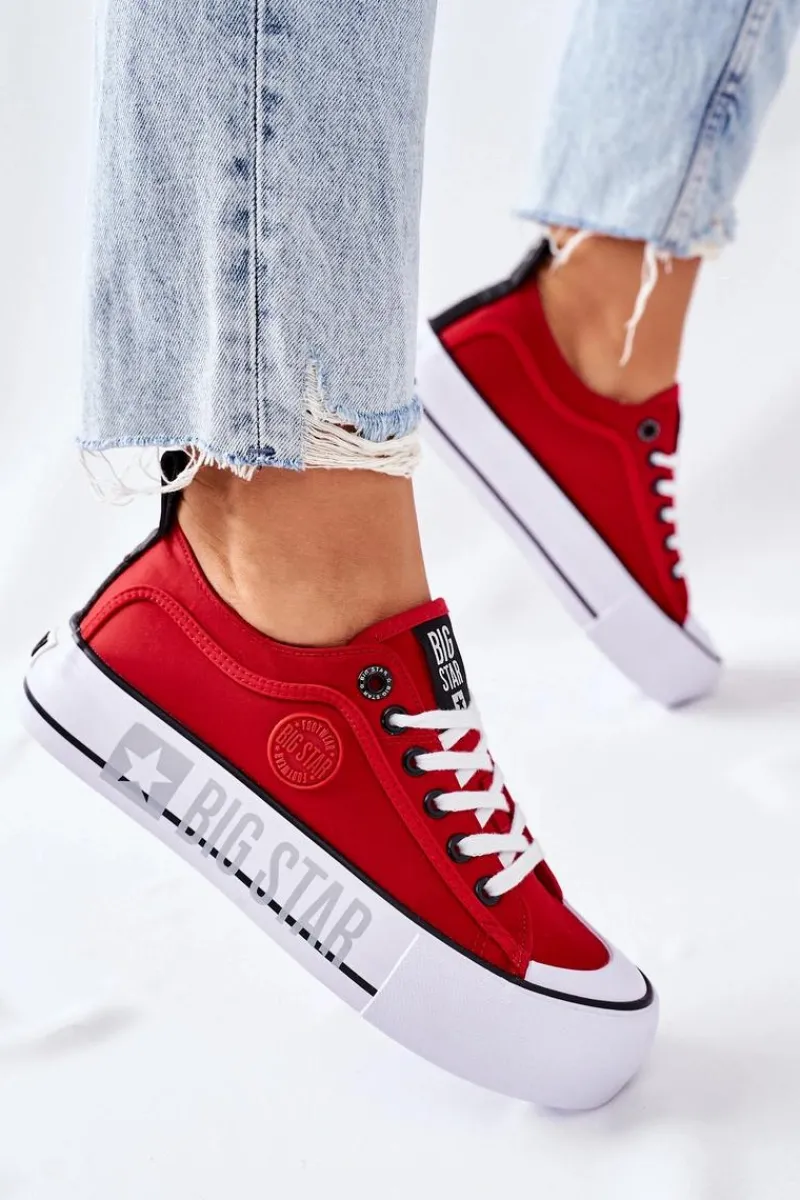 Trampki Damskie Big Star|Trampki Damskie Niskie>Big Star Shoes Tenisówki Na Platformie BIG STAR II274025 Czerwone