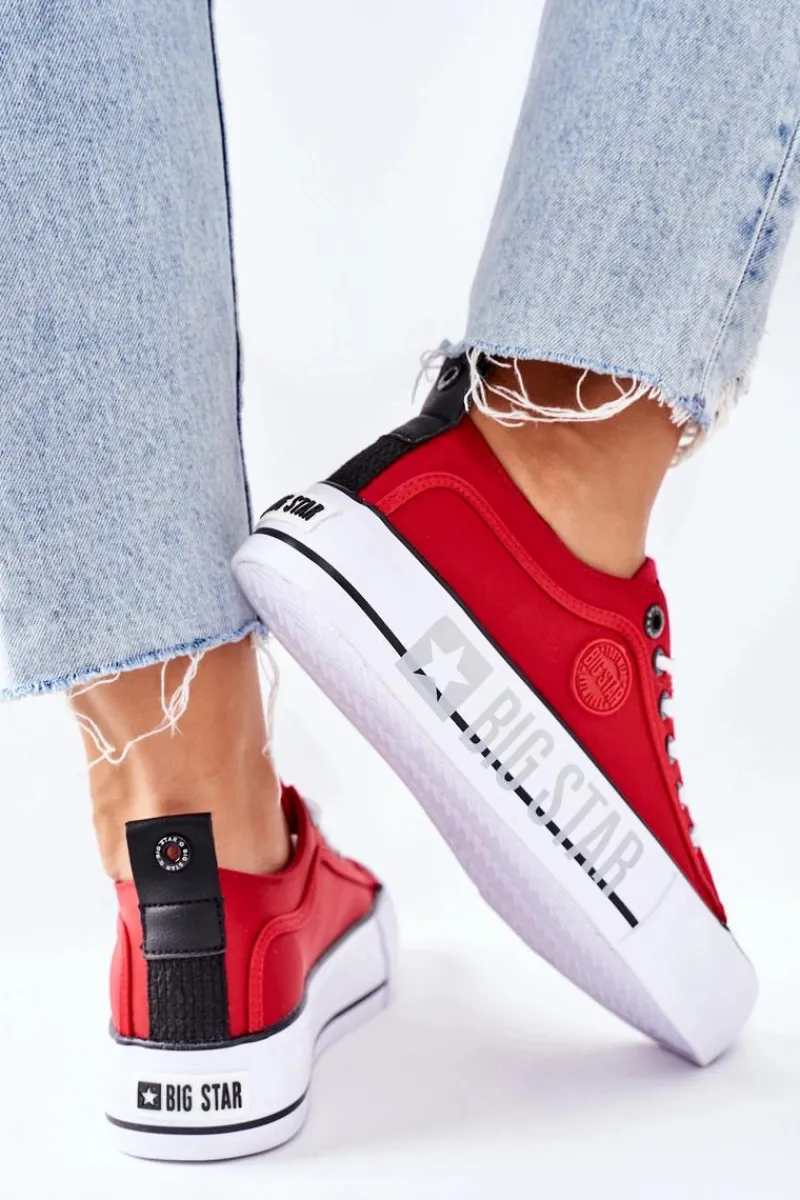 Trampki Damskie Big Star|Trampki Damskie Niskie>Big Star Shoes Tenisówki Na Platformie BIG STAR II274025 Czerwone