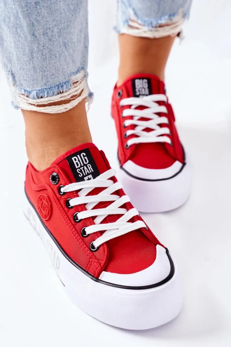 Trampki Damskie Big Star|Trampki Damskie Niskie>Big Star Shoes Tenisówki Na Platformie BIG STAR II274025 Czerwone