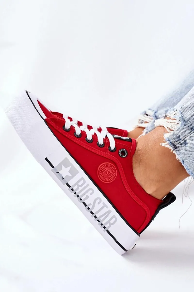 Trampki Damskie Big Star|Trampki Damskie Niskie>Big Star Shoes Tenisówki Na Platformie BIG STAR II274025 Czerwone