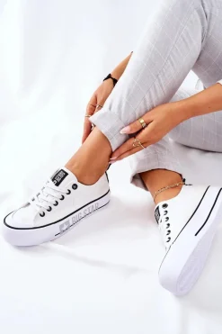 Clearance Tenisówki Na Platformie BIG STAR II274021 Białe Damskie Trampki Damskie Big Star|Trampki Damskie Niskie