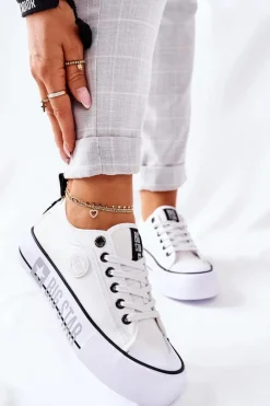 Clearance Tenisówki Na Platformie BIG STAR II274021 Białe Damskie Trampki Damskie Big Star|Trampki Damskie Niskie