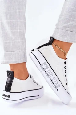 Clearance Tenisówki Na Platformie BIG STAR II274021 Białe Damskie Trampki Damskie Big Star|Trampki Damskie Niskie