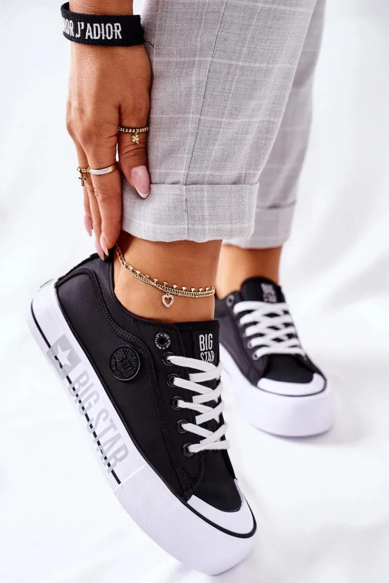 Trampki Damskie Big Star|Trampki Damskie Niskie>Big Star Shoes Tenisówki Na Platformie BIG STAR II274019 Czarne