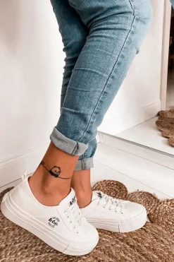 Trampki Damskie Niskie></noscript>Lee Cooper Tenisówki Na Platformie LCW-22-31-0837L Białe