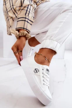 Trampki Damskie Niskie></noscript>Lee Cooper Tenisówki Na Platformie LCW-22-31-0837L Białe