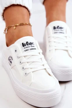Trampki Damskie Niskie></noscript>Lee Cooper Tenisówki Na Platformie LCW-22-31-0837L Białe