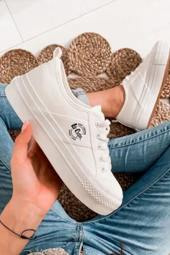 Trampki Damskie Niskie></noscript>Lee Cooper Tenisówki Na Platformie LCW-22-31-0837L Białe