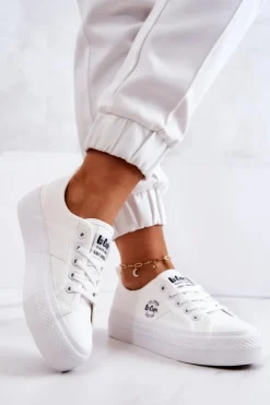 Trampki Damskie Niskie></noscript>Lee Cooper Tenisówki Na Platformie LCW-22-31-0837L Białe