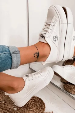 Trampki Damskie Niskie></noscript>Lee Cooper Tenisówki Na Platformie LCW-22-31-0837L Białe