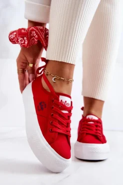 Trampki Damskie Niskie>Lee Cooper Tenisówki Na Platformie LCW-22-31-0834L Czerwone