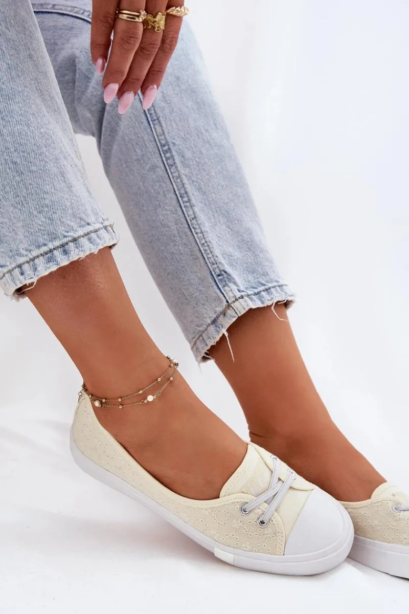 Trampki Damskie Niskie>Lee Cooper Tenisówki Trampki Damskie Z Haftem LCW-25-31-3445L Beżowe Beżowy