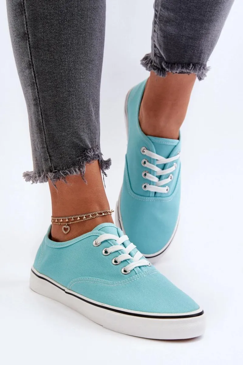 Outlet Tenisówki Trampki Damskie Klasyczne Niebieskie Olvali Damskie Trampki Damskie Niskie