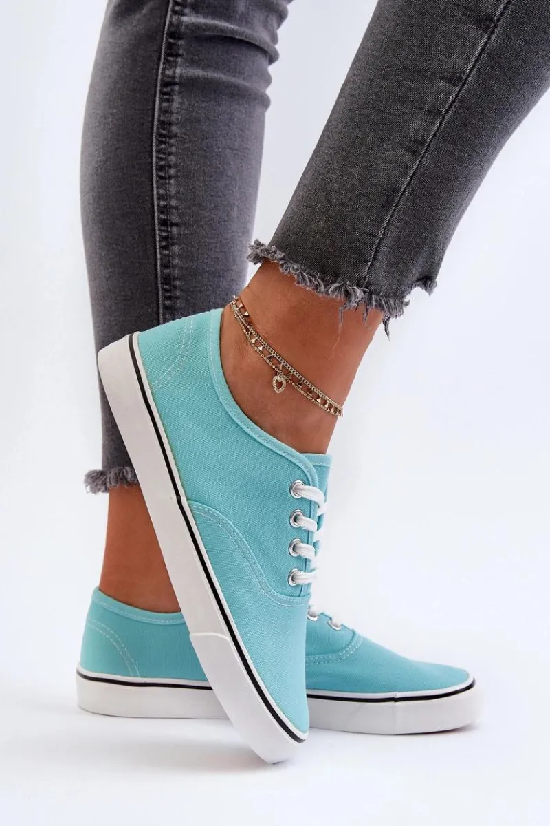 Outlet Tenisówki Trampki Damskie Klasyczne Niebieskie Olvali Damskie Trampki Damskie Niskie