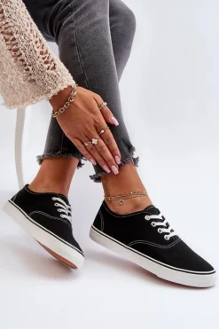 Outlet Tenisówki Trampki Damskie Klasyczne Czarne Olvali Damskie Trampki Damskie Niskie