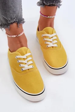 Discount Tenisówki Trampki Damskie Klasyczne Żółte Olvali Damskie Trampki Damskie Niskie