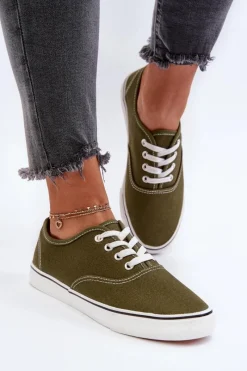 Trampki Damskie Niskie>Boto Tenisówki Trampki Damskie Klasyczne Ciemnozielone Olvali Zielony
