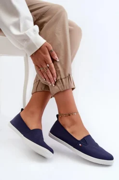 Discount Tenisówki Trampki Slip-On Damskie Granatowe Adrancia Damskie Trampki Damskie Slip-On|Trampki Damskie Niskie