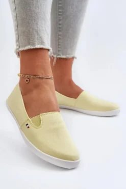 Best Evento Tenisówki Trampki Slip-On Damskie Żółte Adrancia Żółty