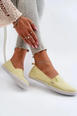 Best Evento Tenisówki Trampki Slip-On Damskie Żółte Adrancia Żółty